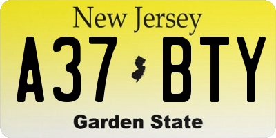 NJ license plate A37BTY