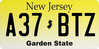 NJ license plate A37BTZ