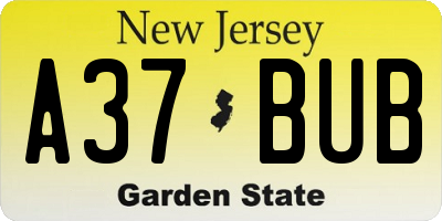 NJ license plate A37BUB