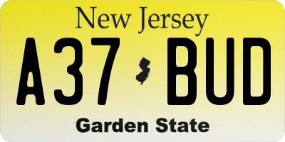 NJ license plate A37BUD