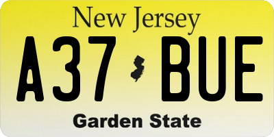 NJ license plate A37BUE