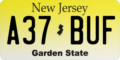 NJ license plate A37BUF