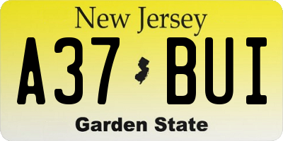 NJ license plate A37BUI