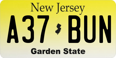 NJ license plate A37BUN