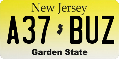 NJ license plate A37BUZ