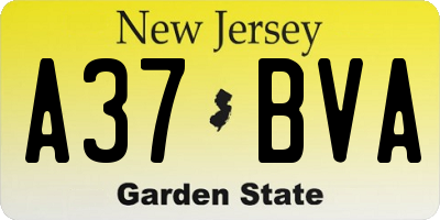 NJ license plate A37BVA