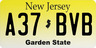 NJ license plate A37BVB