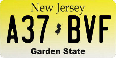 NJ license plate A37BVF