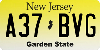 NJ license plate A37BVG