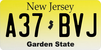NJ license plate A37BVJ