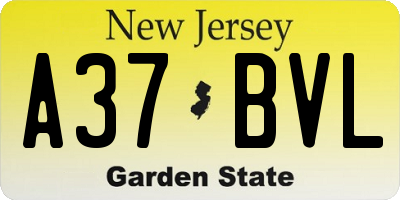 NJ license plate A37BVL