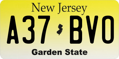 NJ license plate A37BVO