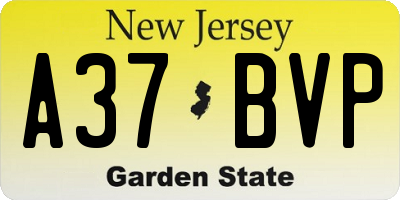 NJ license plate A37BVP