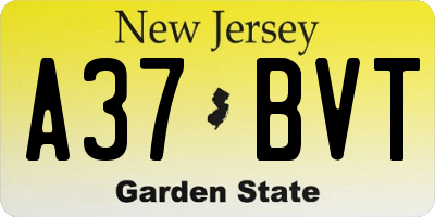 NJ license plate A37BVT