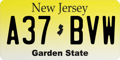 NJ license plate A37BVW