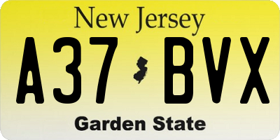 NJ license plate A37BVX