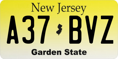 NJ license plate A37BVZ