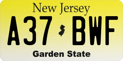 NJ license plate A37BWF
