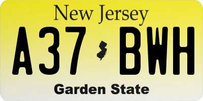 NJ license plate A37BWH