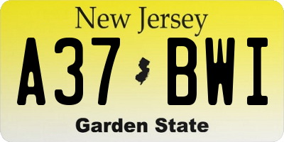 NJ license plate A37BWI
