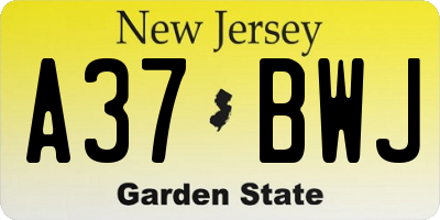 NJ license plate A37BWJ