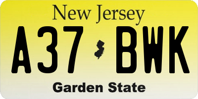 NJ license plate A37BWK