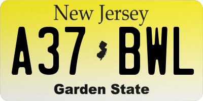 NJ license plate A37BWL