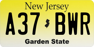 NJ license plate A37BWR