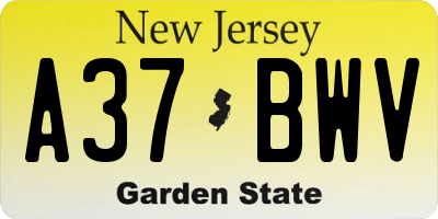 NJ license plate A37BWV