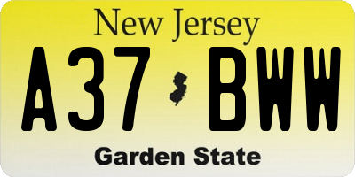 NJ license plate A37BWW