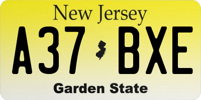 NJ license plate A37BXE
