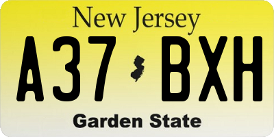 NJ license plate A37BXH