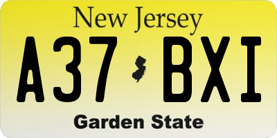 NJ license plate A37BXI