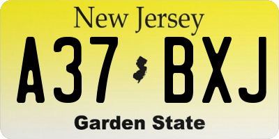 NJ license plate A37BXJ