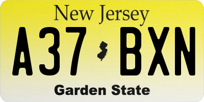 NJ license plate A37BXN