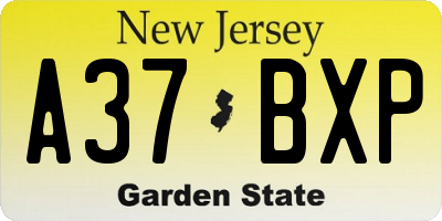 NJ license plate A37BXP
