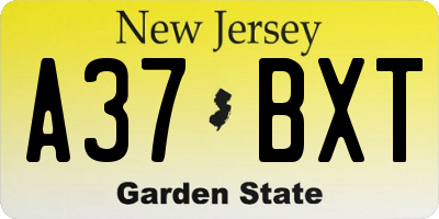 NJ license plate A37BXT