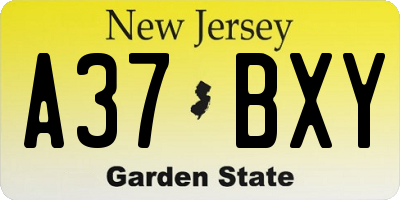 NJ license plate A37BXY