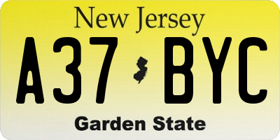 NJ license plate A37BYC
