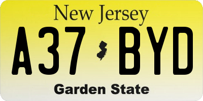 NJ license plate A37BYD