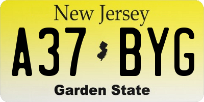 NJ license plate A37BYG