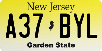 NJ license plate A37BYL