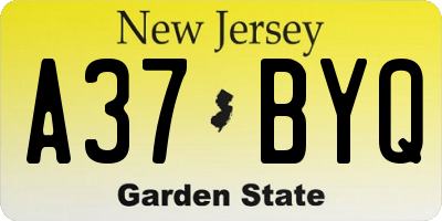 NJ license plate A37BYQ