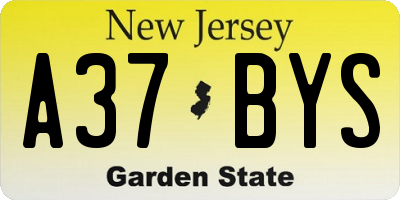 NJ license plate A37BYS