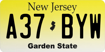 NJ license plate A37BYW