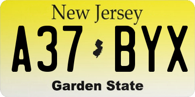 NJ license plate A37BYX