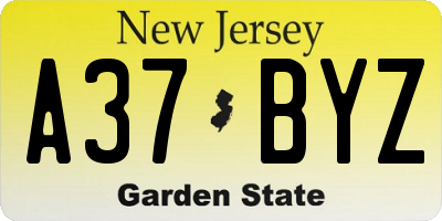NJ license plate A37BYZ