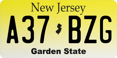 NJ license plate A37BZG