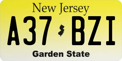 NJ license plate A37BZI