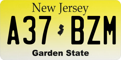 NJ license plate A37BZM